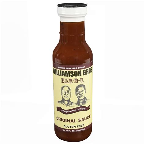 Williamson bros bbq - Product Dimensions ‏ : ‎ 11.75 x 5.5 x 11.75 inches; 8 Pounds. UPC ‏ : ‎ 755133088035. Manufacturer ‏ : ‎ Williamson Bros Bar-B-Q Sauce. ASIN ‏ : ‎ B00K8U0YEE. Best Sellers Rank: #165,636 in Grocery & Gourmet Food ( See Top 100 in Grocery & Gourmet Food) #2,375 in Hot Sauce. #5,122 in Sauces. Customer Reviews: